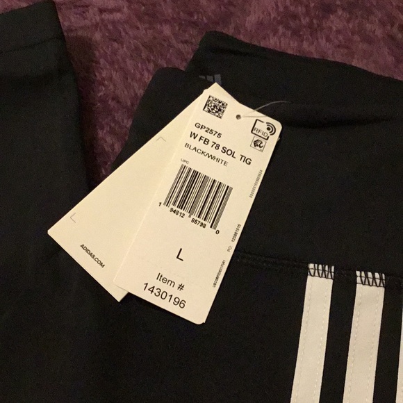 NWT Adidas High Waisted 3 Stripe Black Sports Leggings - Picture 12 of 12